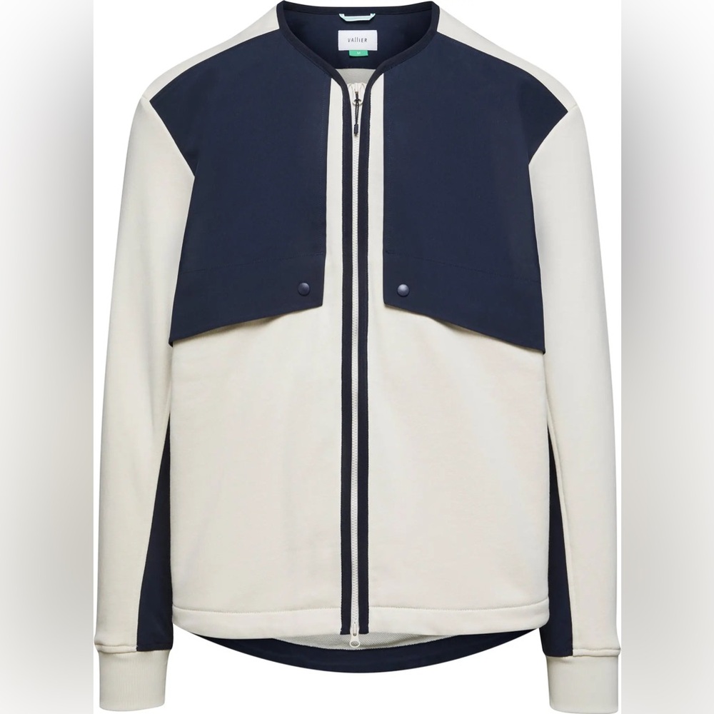 NWT Vallier Sports Cardigan in cream and navy CS Canadian brand Montreal